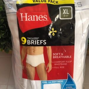 Hanes Tagless Men’s  Briefs - White 9 Pack Size XL!